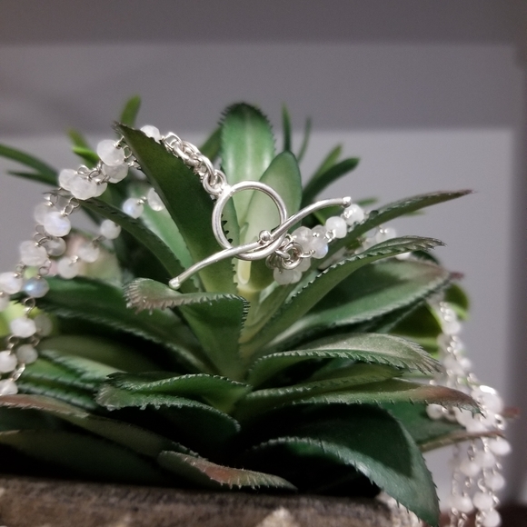 💎STERLING SILVER AND MOONSTONE STATMENT NECKLACE. - Picture 5 of 8